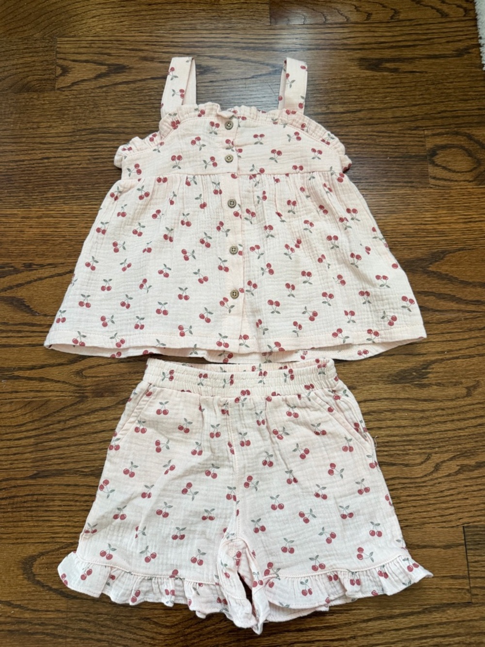K&B Girls Pink Cherry Print Shorts - Size 5